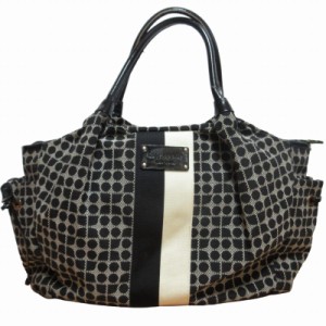 【中古】ケイトスペード KATE SPADE キャンバス トートバッグ ボストンバック 白 ホワイト 黒 ブラック 0511 ■GY14