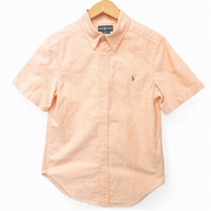 【中古】ラルフローレン RALPH LAUREN 美品 キッズ ボタンダウンシャツ 半袖 オレンジ M 10-12 ■GY14  キッズ