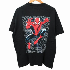 【中古】未使用品 キスニューヨークシティ KITH NYC ×スパイダーマン タグ付 Web Logo Tシャツ カットソー 黒 L