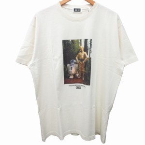 【中古】未使用品 キス KITH×STAR WARS スターウォーズ タグ付 ポスター Tシャツ C-3PO R2-D2 半袖 ベージュ系 L