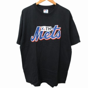 【中古】未使用品 キス KITH NYC タグ付 ゲリラヴィンテージシリーズ ニューヨークメッツ Tシャツ カットソー 黒 XL