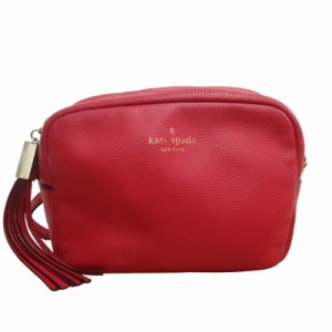 【中古】ケイトスペード KATE SPADE レザーショルダーバッグ 斜め掛け クロスボディー メタルチャーム 赤 ■GY14