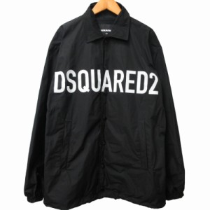 【中古】ディースクエアード DSQUARED2 美品 コーチジャケット フロントロゴ ナイロン ドローコード 黒 44 約S