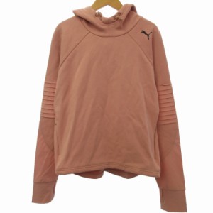 【中古】プーマ PUMA 美品 パーカー フーディ 切替 ハイネック 短丈 ピンク Lサイズ 851124-90 STK