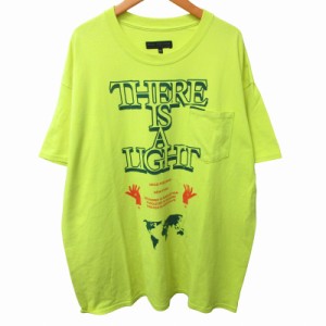 【中古】DEAD FEELINGS デッドフィーリングス プリントTシャツ カットソー 半袖 蛍光 黄緑系 XLサイズ 0512 メンズ