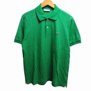 【中古】ラコステ LACOSTE 美品 ポロシャツ カットソー ロゴワッペン L1212V 半袖 緑 グリーン 4 約Mサイズ 0525