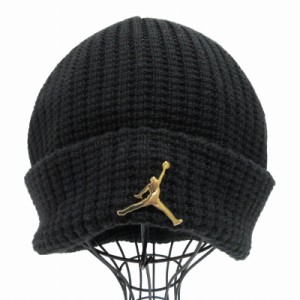 【中古】ナイキ NIKE 美品 JORDAN JORDAN BRAND JORDAN BEANIE UTILITY METAL JM BLACK ビーニー ニット帽 黒 F