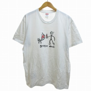 【中古】シュプリーム SUPREME 18SS SPIT FIRE スピットファイア プリントTシャツ 半袖 Lサイズ 白 ホワイト IBO52