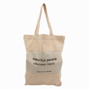 【中古】ビューティフルピープル beautiful people ネームタグトートバッグ エコバッグ キャンバス F アイボリー