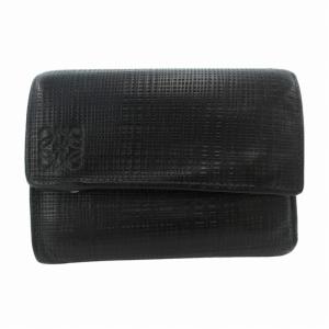 LOEWE レザー三つ折り財布 ブラック LOEWE 三つ折り財布 黒 レザー
