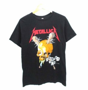 【中古】メタリカ METALLICA バンドTシャツ 2016 DAMAGE INC パスヘッド スカル 両面プリント ブラック M メンズの