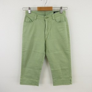 【中古】ユニクロ UNIQLO サブリナパンツ ストレッチ 黄緑 57 *T963 レディース