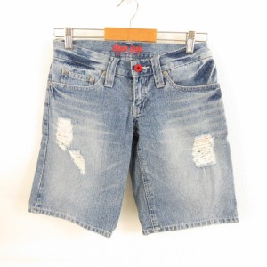 【中古】clear jean ハーフパンツ ショート デニム ダメージ 青 34 *T705 レディース