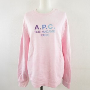 【中古】アーペーセー A.P.C. トレーナー スウェット 長袖 プリント 薄手 ピンク M *A493 メンズ