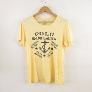 【中古】ポロ ラルフローレン POLO RALPH LAUREN カットソー Tシャツ 半袖 プリント 黄 M *T298 レディース