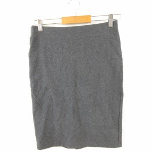 【中古】ユニクロ UNIQLO タイトスカート ひざ丈 ストレッチ グレー L *A683 レディース