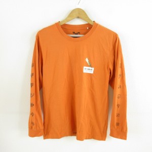 【中古】ジーユー GU カットソー Tシャツ ロンT 長袖 プリント モンスターハンター オレンジ M *T174 メンズ