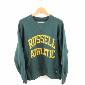 【中古】ラッセル RUSSELL ATHLETIC トレーナー スウェット 長袖 ロゴ 緑 L *A298 メンズ