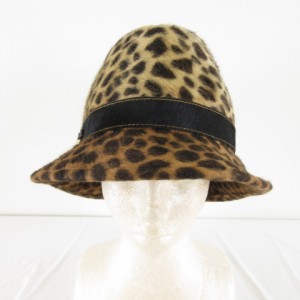 【中古】ローラハッツ Lola HATS 中折れ帽 ハット 帽子 ヒョウ柄 レオパード 毛100% 茶 *T531 レディース