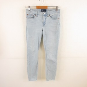 【中古】ギャップ GAP DENIM ジーンズ デニムパンツ スキニー アンクル カットオフ ストレッチ 水色 26 レディース