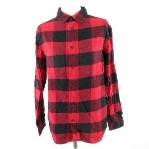 【中古】エイチ&エム H&M チェックシャツ 長袖 赤 黒 XS *A432 メンズ レディース