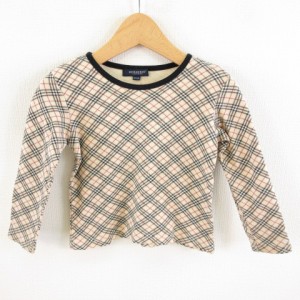 【中古】バーバリー ロンドン BURBERRY LONDON カットソー Tシャツ 長袖 チェック ベージュ 100A *T65 キッズ