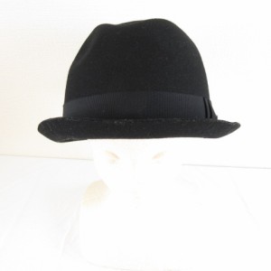 【中古】アース arth 中折れハット ウール 帽子 黒 60?p *A140 メンズ レディース