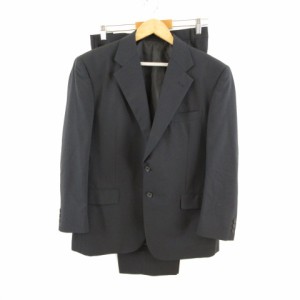 【中古】DE FALBE スーツ セットアップ テーラードジャケット 長袖 ロングパンツ 黒 BB5 *T570 メンズ