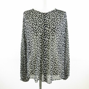 【中古】ザラ ZARA シャツ ブラウス 長袖 ドット 黒 S *T760 レディース