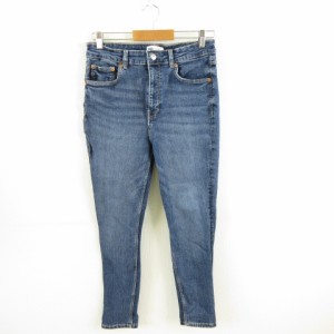 【中古】ザラ ZARA デニムパンツ ジーンズ ロング ストレッチ 青 L *A792 レディース