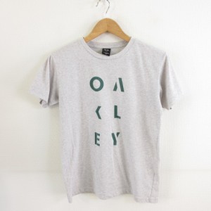 【中古】オークリー OAKLEY Tシャツ 丸首 半袖 ロゴ グレー S *A878 メンズ