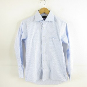 【中古】パーフェクトスーツファクトリー P.S.FA ワイシャツ 長袖 総柄 青 白 L41-84 *A257 メンズ