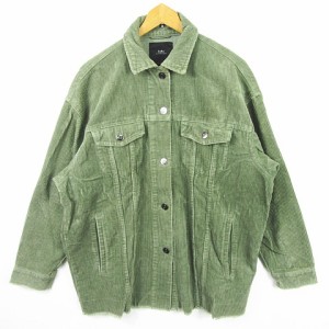 【中古】ザラ ZARA OUTERWEAR コーデュロイ シャツ ジャケット 長袖 カットオフ コットン S カーキ 3046/219