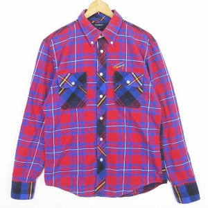 【中古】トミー TOMMY BDネルシャツ 長袖  M チェック レッド/ブルー 2sa5227 メンズ