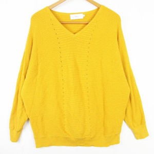 【中古】アズールバイマウジー AZUL by moussy ドルマン ニット カットソー 長袖 リブ編み Vネック コットン S