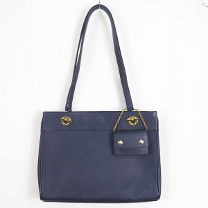 【中古】ユリエニタニ YURIE NINANI サフィアーノレザー トートバッグ A4対応 カードケース ネイビー 2sa6572 レディース