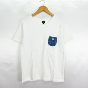 【中古】リー LEE Tシャツ カットソー 半袖 丸首 ロゴ 胸ポケット コットン L オフホワイト ※EKM メンズ