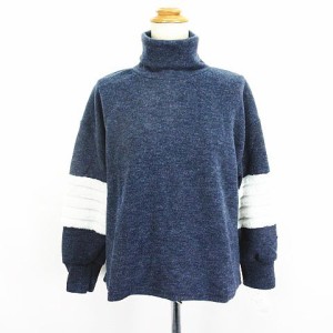 【中古】未使用品 LA PLUS HAUTE MODE ニット セーター 長袖 タートルネック M〜L ネイビー ※EKM レディース