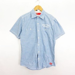 【中古】ディッキーズ Dickies ワークシャツ 半袖 ロゴ コットン M ブルー ※EKM メンズ