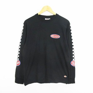 【中古】ディッキーズ Dickies Tシャツ カットソー 長袖 クルーネック ロゴ コットン M ブラック ※EKM メンズ