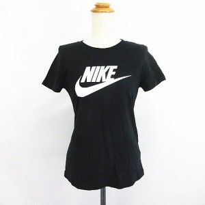 【中古】ナイキ NIKE Tシャツ カットソー 半袖 クルーネック ロゴ コットン S ブラック ※EKM レディース