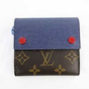 【中古】ルイヴィトン LOUIS VUITTON 限定 M63041 財布 コンパクト ウォレット 2つ折り モノグラム タイガ スピリット 紺 