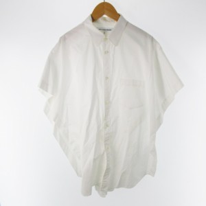 【中古】コムデギャルソンシャツ COMME des GARCONS SHIRT マントシャツ ドレスシャツ ポンチョ風 半袖 白 ホワイト コットン M メンズ