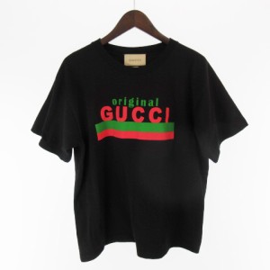 【中古】グッチ GUCCI 20SS 616036 XJCOQ オーバーサイズ Tシャツ 半袖 ロゴ ブラック 黒 XS ケリングジャパン メンズ