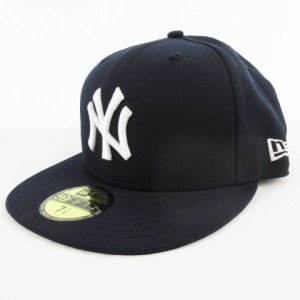 【中古】ニューエラ NEW ERA キャップ 帽子 ニューヨーク ヤンキース  7 1/4 57.7ｃｍ 紺 ネイビー メンズ