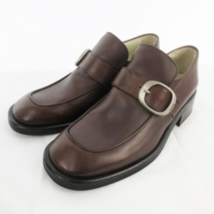 【中古】未使用品 CLONE クローン レザーシューズ 革靴 ベルト 茶 ブラウン 25.5ｃｍ 40 1/2 メンズ