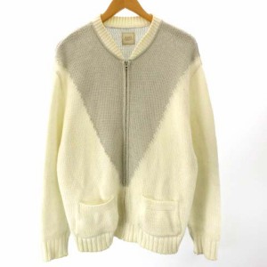 【中古】ラッツ RATS 19AW ニットブルゾン カーディガン ジップアップ L 白 ホワイト メンズの通販はau PAY マーケット