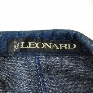 【中古】レオナール LEONARD シルクデニムテーラードジャケット ブレザー フラワー刺繍 金ボタン インディゴ 9AR 約Mの通販はau