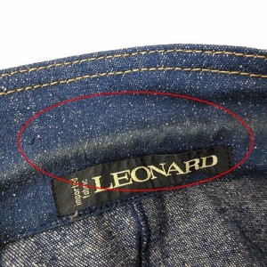 【中古】レオナール LEONARD シルクデニムテーラードジャケット ブレザー フラワー刺繍 金ボタン インディゴ 9AR 約Mの通販はau
