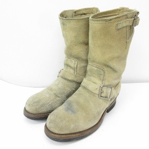 【中古】REDWING 8268 PT83 エンジニア ブーツ スエード プリントタグ ヴィンテージ USA製 低バックル ベージュ 7D 25cm相当 STK